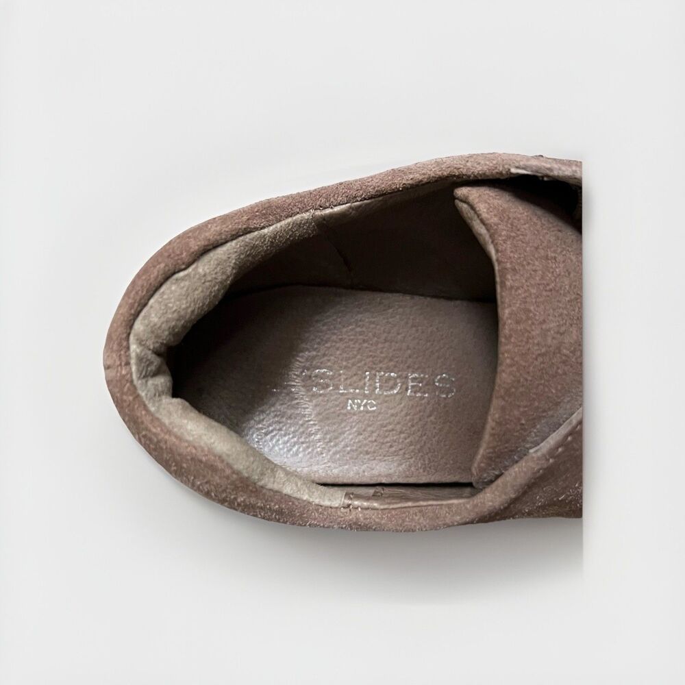 J/Slides NYC Womens Size 7.5M Suede Hidden Wedge Sneakers Taupe Slip On Platform - Picture 6 of 9